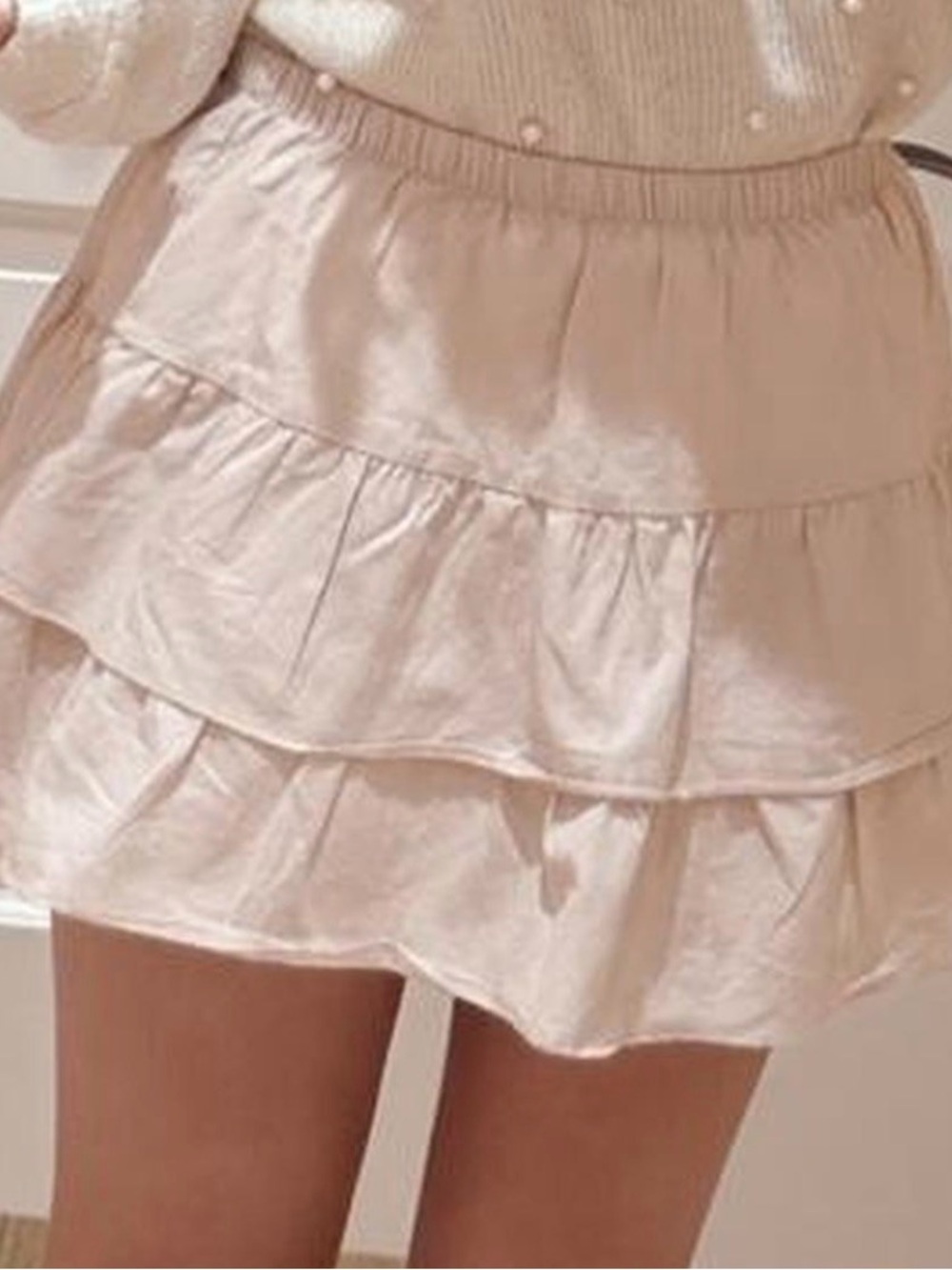 Brandy Melville Tiered Light Pink Ruffle Mini Skirt